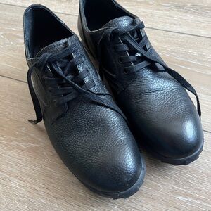 John Fluevog Black Leather Draco Oxfords